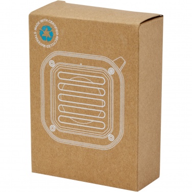 Logotrade promotional gift picture of: Solo 3W IPX5 RCS recycled plastic solar Bluetooth® speaker with carabiner 